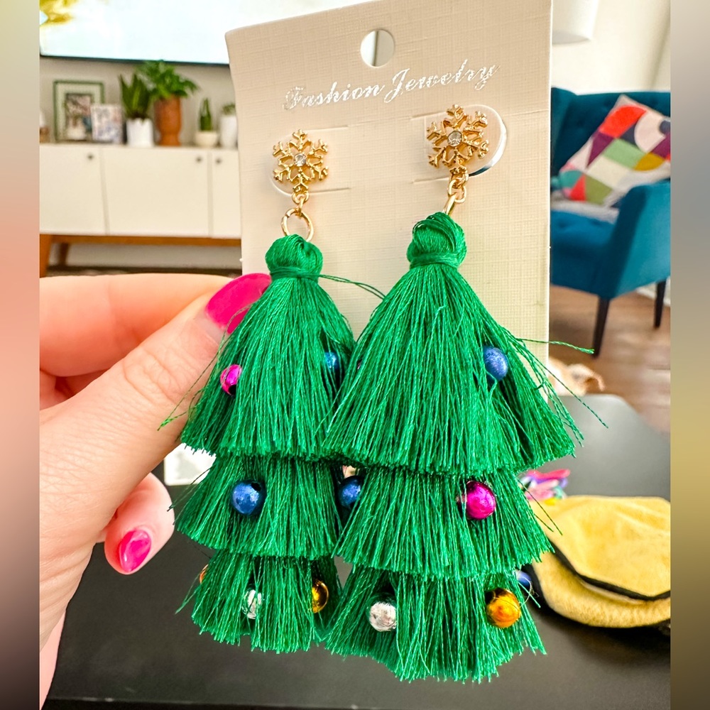 Christmas Tree Tassel Earrings